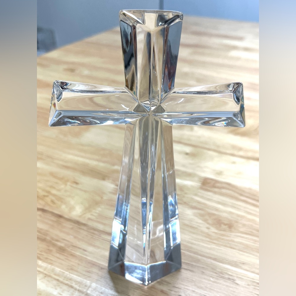 LEAD CRYSTAL CROSS TABLETOP DECOR KEEPSAKE 7.5”